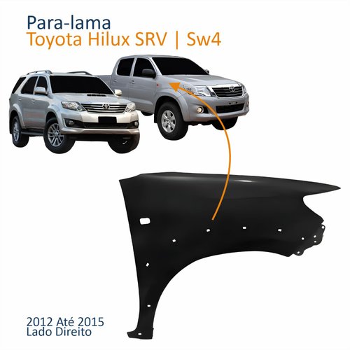 Para-lama Dianteiro Hilux Srv Sw4 2012 2013 2014 2015 Com Furo Pisca Moldura Lado Direito Passageiro