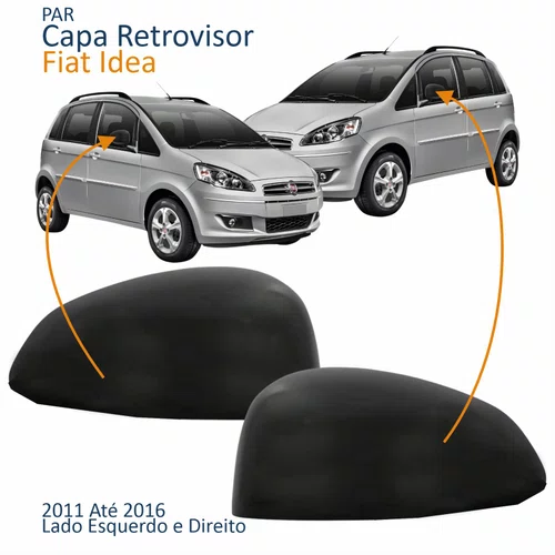 Par Capa Retrovisor Fiat Idea 2011 Até 2016 Sem Furo Liso