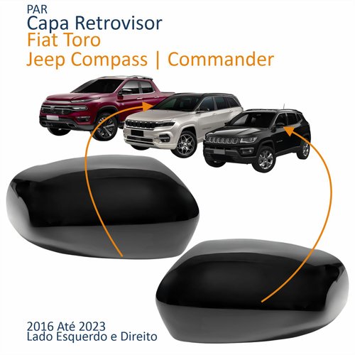 Par Capa Retrovisor Fiat Toro 2016 Até 2023 Jeep Compass Commander 2016 Até 2023 Liso