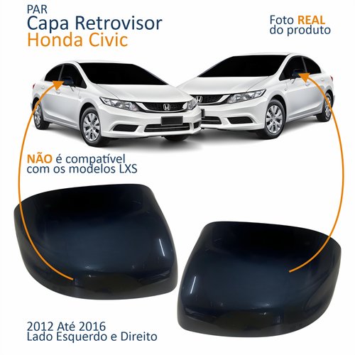 Par Capa Retrovisor Honda Civic 2012 Até 2016 Sem Furo Para Pisca