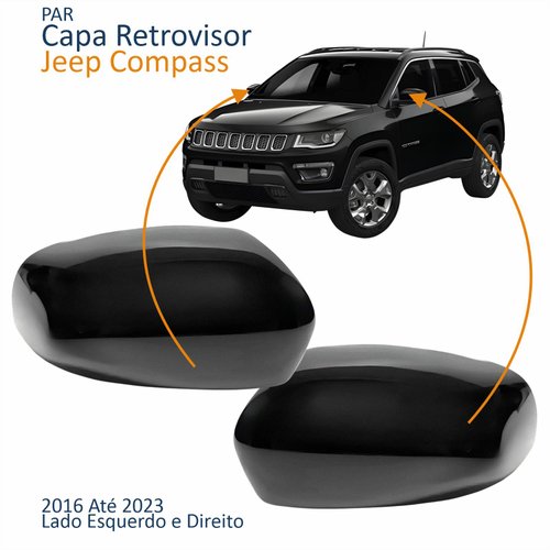 Par Capa Retrovisor Jeep Compass 2016 Até 2023 Texturizado