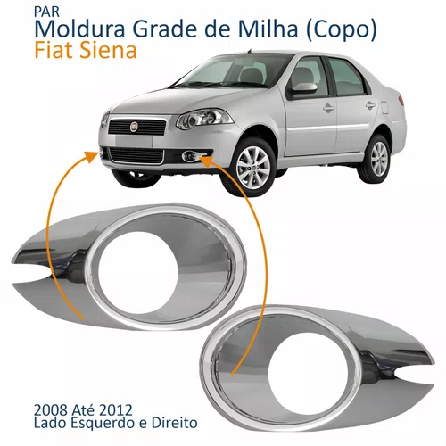 Par Copo Grade Milha Fiat Siena 2008 2009 2010 2011 2012 Cromado