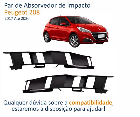 Par de Absorvedor Impacto Peugeot 208 2017 Até 2020 Superior Dianteiro