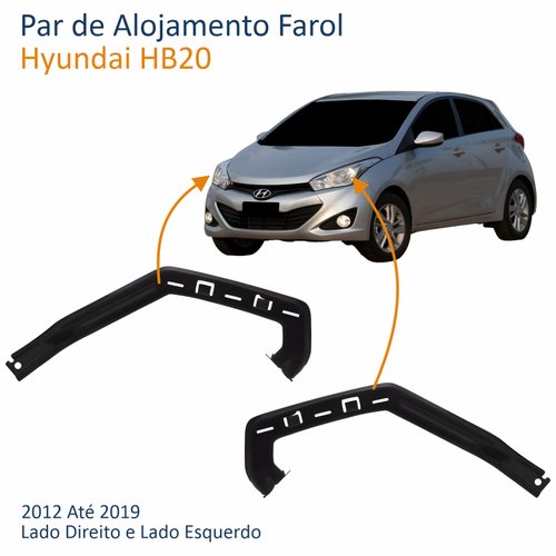 Par de Alojamento Farol Hyundai HB20 2012 Até 2019