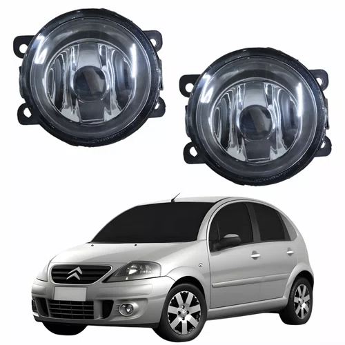 Par de Farol Auxiliar De Milha Citroen C3 Lente Acrílico