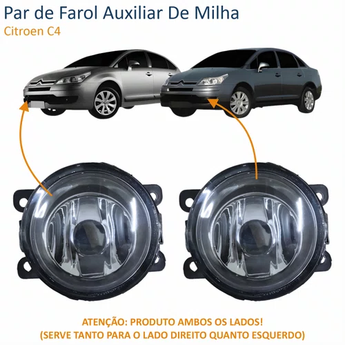 Par de Farol Auxiliar De Milha Citroen C4 Lente Acrílico
