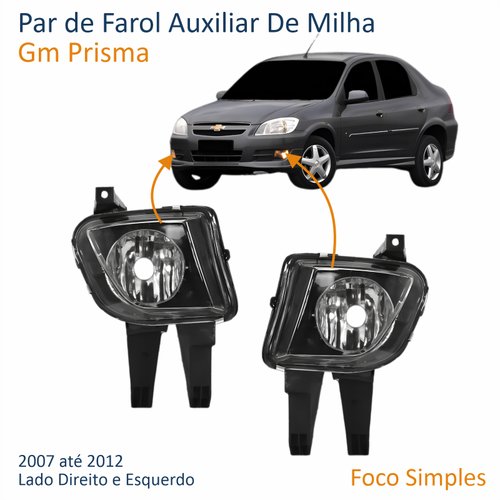 Par de Farol Auxiliar De Milha Gm Prisma 2007 Até 2012