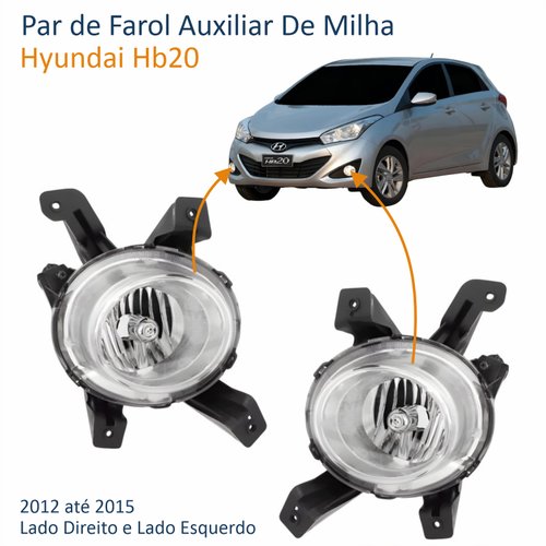 Par de Farol Auxiliar De Milha Hyundai Hb20 2012 Até 2015