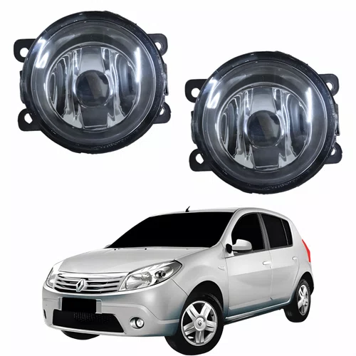 Par de Farol Auxiliar De Milha Renault Sandero Lente Acrílico