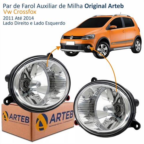 Par de Farol Auxiliar De Milha Vw Crossfox 2011 Até 2014 Original Arteb