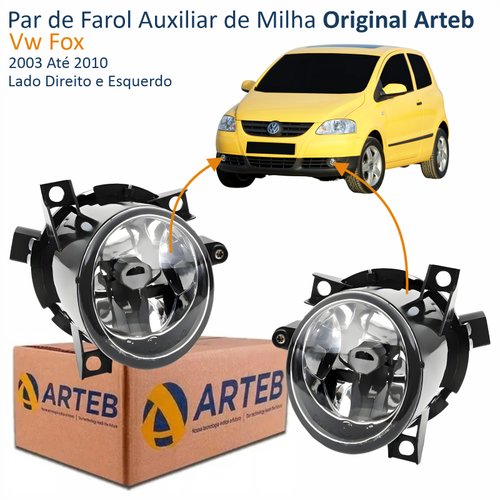 Par de Farol Auxiliar De Milha Vw Fox 2003 Até 2010 Original Arteb