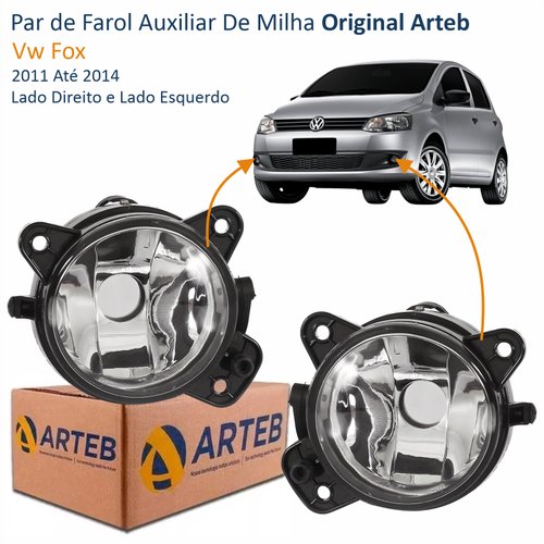 Par de Farol Auxiliar De Milha Vw Fox 2011 Até 2014 Original Arteb