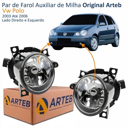 Par de Farol Auxiliar De Milha Vw Fox Polo 2003 Até 2006 Original Arteb