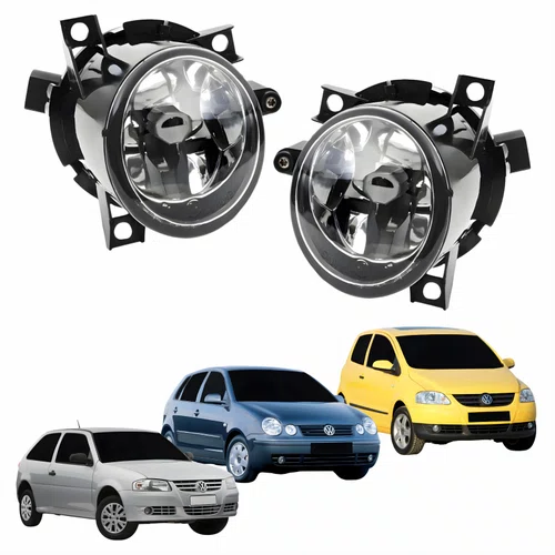 Par de Farol Auxiliar De Milha Vw Gol G4 2005 Até 2008 Fox 2003 Até 2010 Polo 2003 Até 2006 Sem Defletor