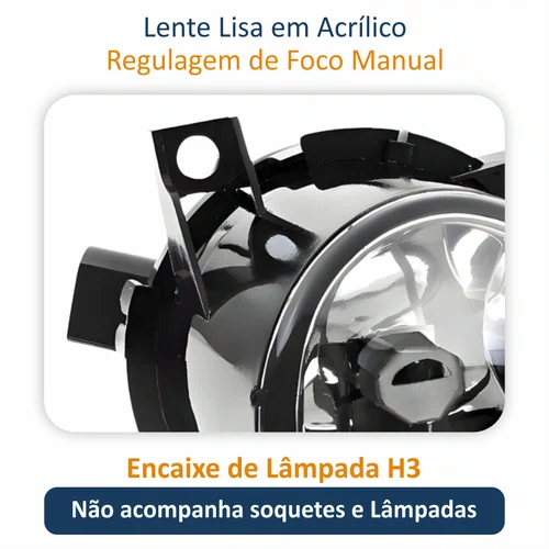 Par de Farol Auxiliar De Milha Vw Gol G4 2005 Até 2008 Fox 2003 Até 2010 Polo 2003 Até 2006 Sem Defletor