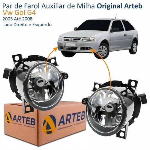 Par de Farol Auxiliar De Milha Vw Gol G4 2005 Até 2008 Original Arteb