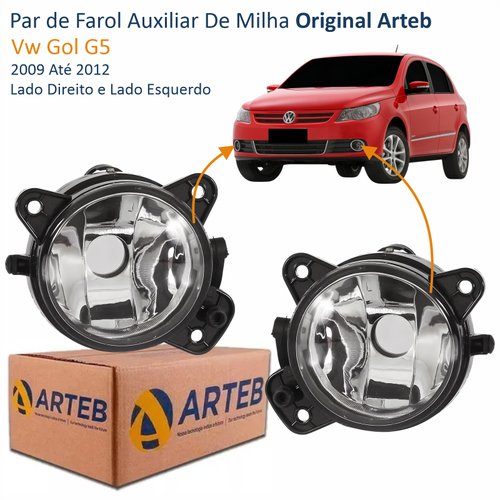 Par de Farol Auxiliar De Milha Vw Gol G5 2009 Até 2012 Original Arteb