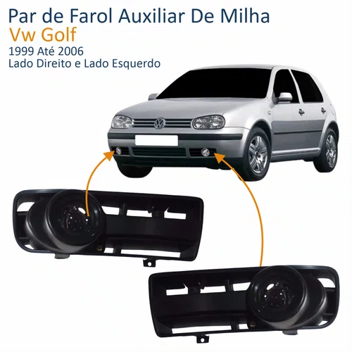 Par de Farol Auxiliar De Milha Vw Golf 1999 Até 2006