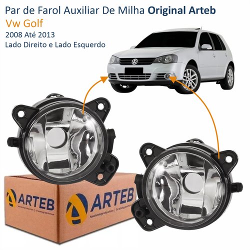 Par de Farol Auxiliar De Milha Vw Golf 2008 Até 2013 Original Arteb