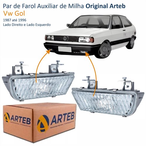Par de Farol Auxiliar Vw Gol 1987 Até 1996 Original Arteb