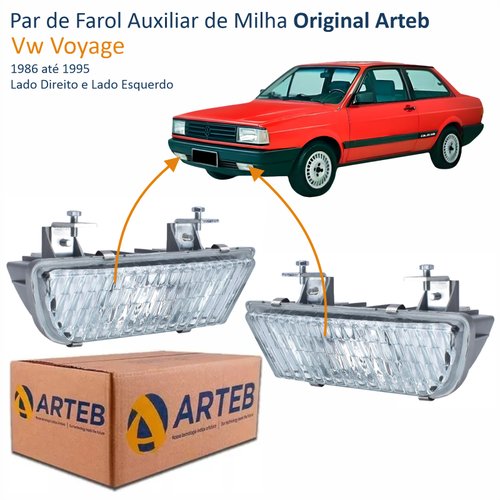Par de Farol Auxiliar Vw Voyage 1986 Até 1995 Original Arteb