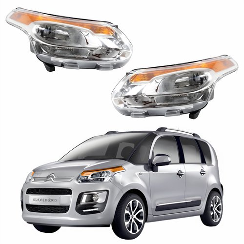 Par de Farol Citroen C3 Picasso 2011 Até 2015 Cromado Depo