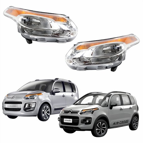 Par de Farol Citroen C3 Picasso Aircross 2011 Até 2015 Cromado Depo