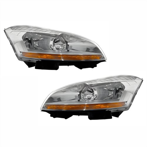 Par de Farol Citroen C4 Gran Picasso 2007 Até 2010 Máscara Cromada Com Pisca Âmbar