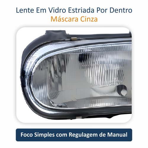 Par de Farol Dianteiro Vw Gol G2 1995 Até 1999 Original Arteb Máscara Cinza