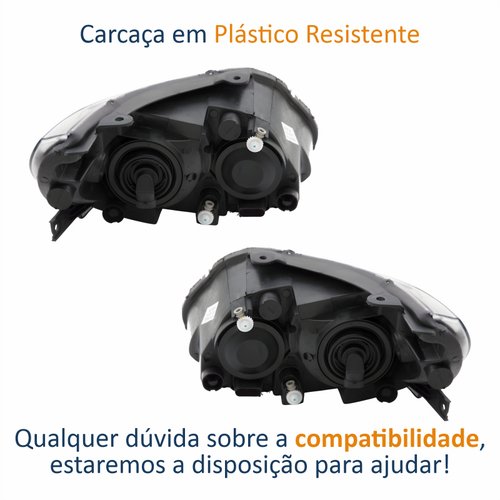 Par Faróis Dianteiro Volkswagen Gol Voyage G5 2008 2009 2010 2011 2012 Saveiro G5 2009 2010 2011 2012 2013 Original Foco Duplo Máscara Cromomix