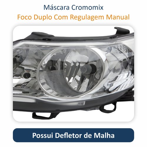 Par Faróis Dianteiro Volkswagen Gol Voyage G5 2008 2009 2010 2011 2012 Saveiro G5 2009 2010 2011 2012 2013 Original Foco Duplo Máscara Cromomix