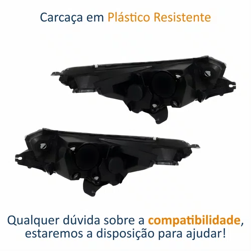 Par de Farol Fiat Cronos 2024 Até 2025 Máscara Negra Sem Led