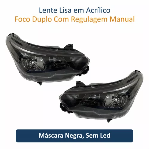 Par de Farol Fiat Cronos 2024 Até 2025 Máscara Negra Sem Led