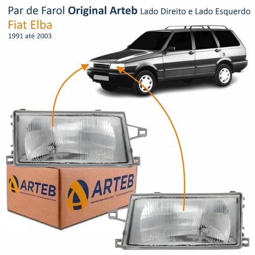 Par de Farol Fiat Elba 1991 até 2003 Original Arteb Foco Simples