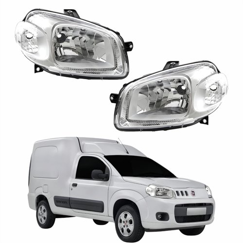 Par de Farol Fiat Fiorino 2014 Até 2019 Original Arteb Máscara Cromada
