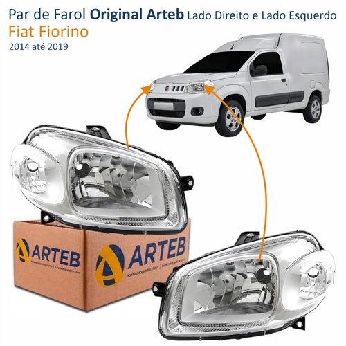 Par de Farol Fiat Fiorino 2014 Até 2019 Original Arteb Máscara Cromada