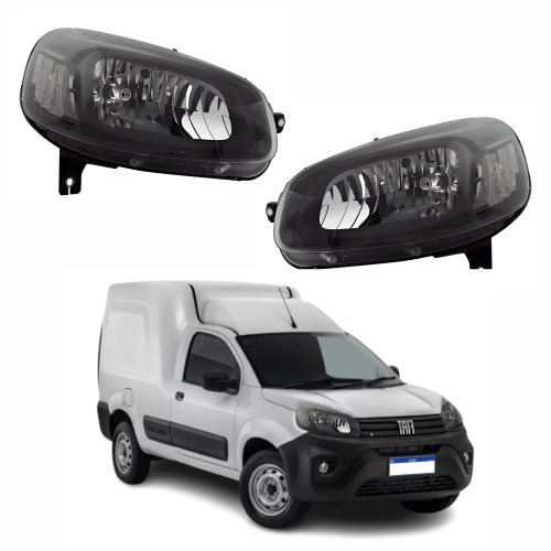 Par de Farol Fiat Fiorino 2022 2023 Máscara Negra