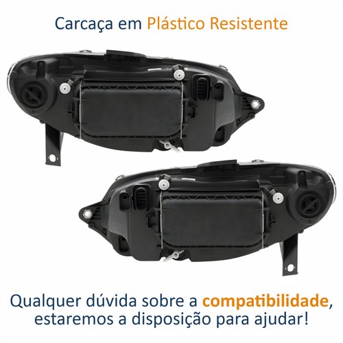 Par de Farol Fiat Palio Weekend G3 2003 Até 2012 Original Arteb Máscara Cromada Com Aro Negro Foco Duplo