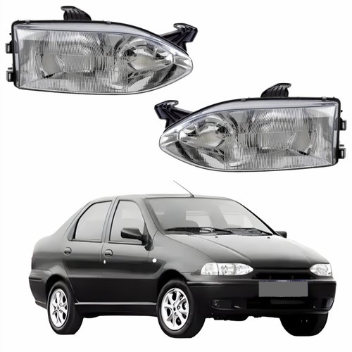 Par Faróis Fiat Siena 1996 1997 1998 1999 2000 Foco Duplo