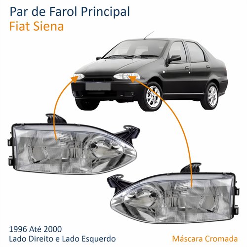Par Faróis Fiat Siena 1996 1997 1998 1999 2000 Foco Duplo