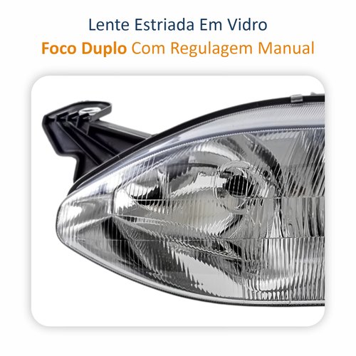 Par de Farol Fiat Siena 1996 Até 2000 Original Arteb Foco Duplo Vidro