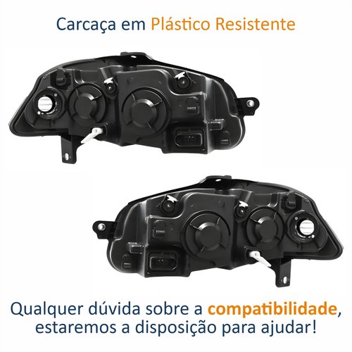 Par de Farol Fiat Siena 2008 Até 2012 Original Arteb Foco Duplo Máscara Negra com Anel Cromado