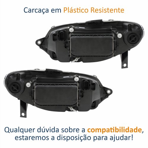 Par de Farol Fiat Siena G3 2003 Até 2012 Original Arteb Máscara Negra Com Aro Cromado Foco Duplo