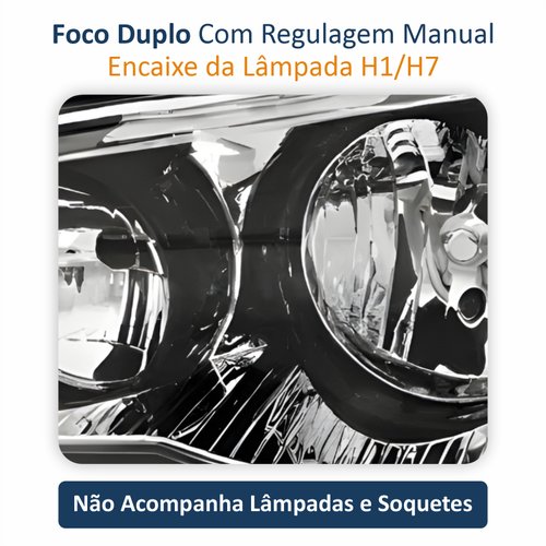 Par de Farol Fiat Strada G3 2003 Até 2012 Original Arteb Máscara Cromada Com Aro Negro Foco Duplo