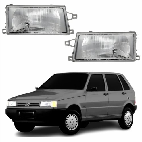 Par de Farol Fiat Uno 1991 até 2003 Original Arteb Foco Simples