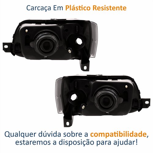 Par de Farol Fiat Uno Fire Fiorino 2004 Até 2014 Original Arteb Máscara Negra