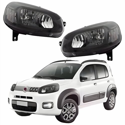 Par Farol Principal Fiat Uno Vivace 2015 Até 2021 Máscara Negra