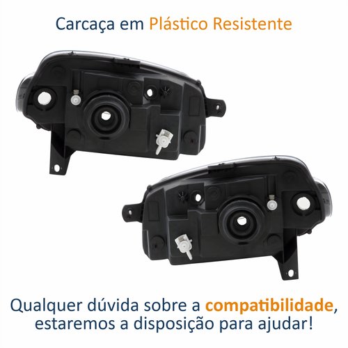 Par de Farol Fiat Uno Way 2010 Até 2014 Original Arteb Máscara Negra