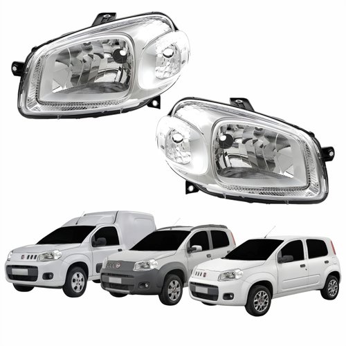 Par Farol Fiat Uno Way Vivace 2010 Até 2014 Fiorino 2014 Até 2019 Máscara Cromada