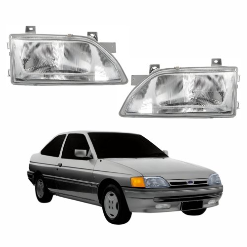Par de Farol Ford Escort 1993 Até 1996 Máscara Cromada